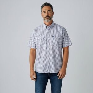 Wrangler George Strait  Short Sleeve Button Down Shirt Size XL Blue Paisley